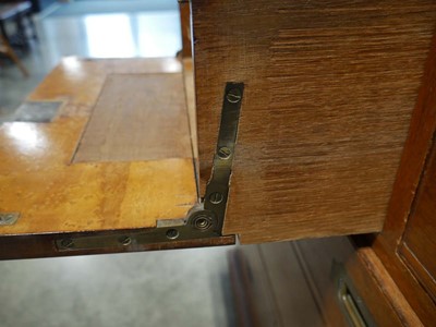 Lot 1176 - Victorian campaign secretaire chest of 3 over...