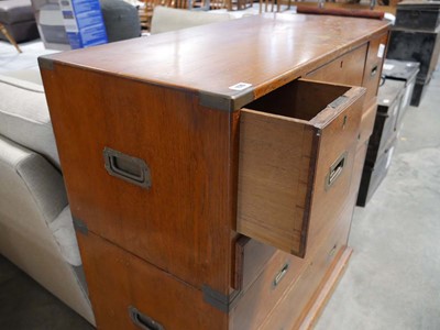 Lot 1176 - Victorian campaign secretaire chest of 3 over...