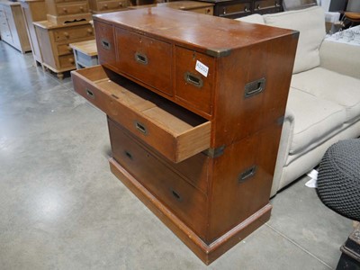 Lot 1176 - Victorian campaign secretaire chest of 3 over...