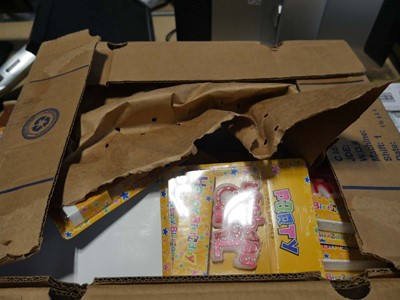 Lot 1528 - Box containing Birthday Girl cake candles, box...