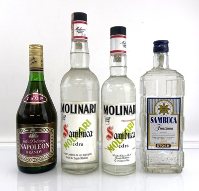 Lot 14 - 4 bottles, 1x Stock Finissima Sambuca Liquore...