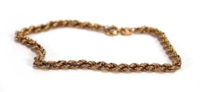 Lot 622 - A 9ct yellow gold ropetwist bracelet, l. 18.5...