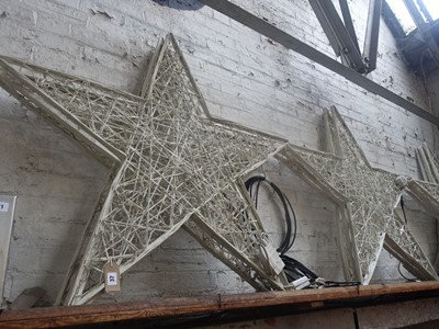 Lot 37 - 11 large metal frame LED stars plus a...