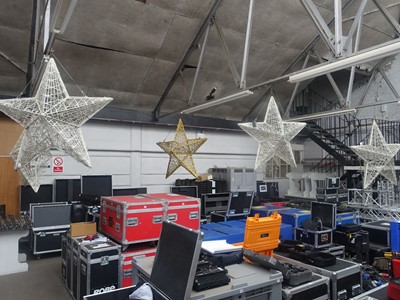 Lot 54 - 6 large ceiling hung 3 dimensional stars with...
