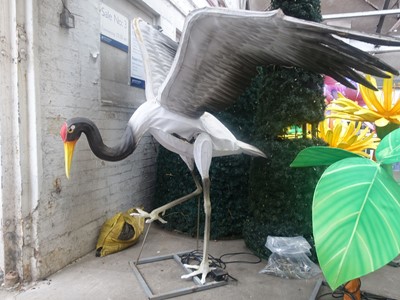 Lot 61 - Large silk style LED lit Heron with a wingspan...
