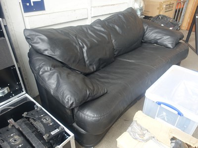Lot 72 - Molinari black leather sofa