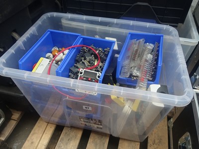 Lot 97 - 3x large plastic boxes containing various...