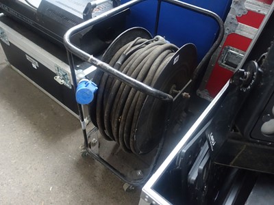 Lot 130 - Large cable reel with blue 16amp and DMX plugs
