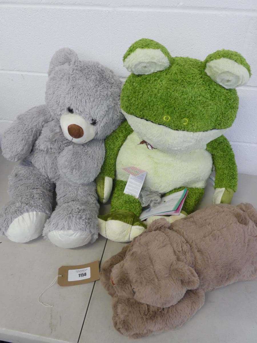 Lot Large Earth Sound Frog plush, large grey teddy...