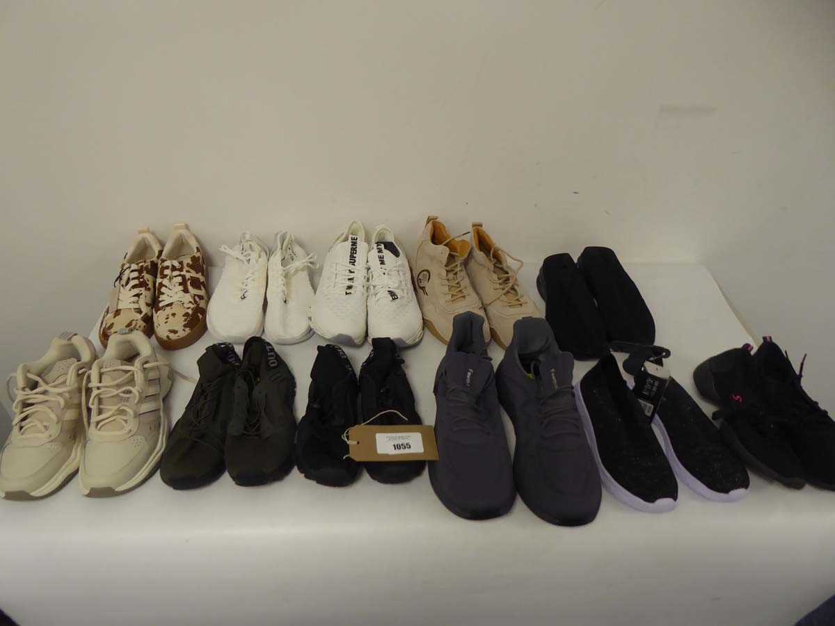 Lot 1055 - 11x Pairs of trainers in various styles to...