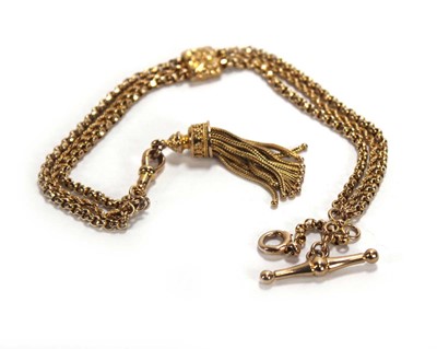 Lot 643 - A 9ct yellow gold triple strand rope and...