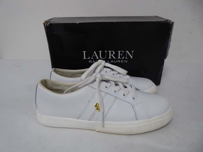 Lot 1061 - Ralph Lauren janson leather trainers in white...
