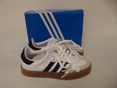 Lot 1066 - Adidas ambae trainers in white size UK5 - boxed