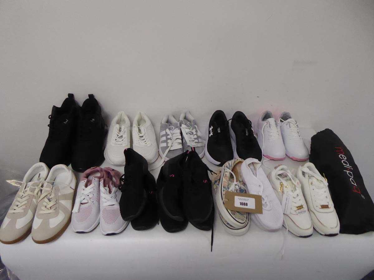 Lot 1088 - 13x Pairs of trainers in various styles to...