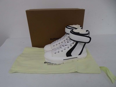 Lot 1098 - Burberry high top lace up trainer on rubber...