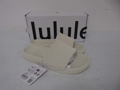 Lot 1100 - Lulu Lemon restfeel slides in beige size UK5.5...