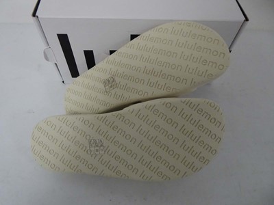 Lot 1100 - Lulu Lemon restfeel slides in beige size UK5.5...