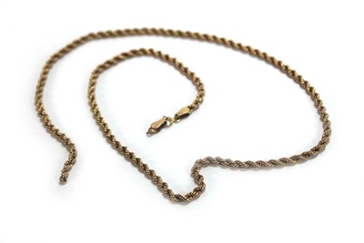 Lot 657 - A 9ct yellow gold ropetwist necklace, l. 45 cm,...