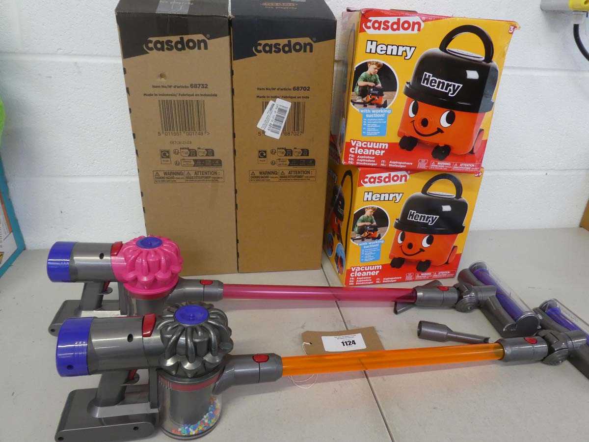 Lot 2 boxed Casdon Dyson cordless vacuum cleaners...