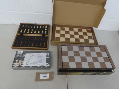 Lot Selection of chess sets incl. small wooden set,...