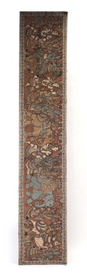 Lot 304 - A large hand-painted wall panel decorated with...