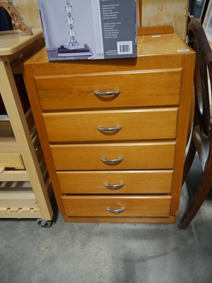 Lot 1387 - Mid century utilitarian 5 drawer chest