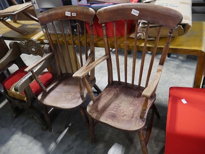 Lot 1393 - Near pair of wooden spindle back armchairs