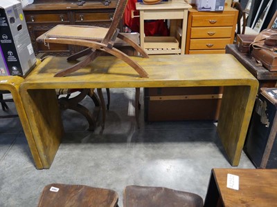 Lot 1399 - Pair of long scumble glazed side tables with...