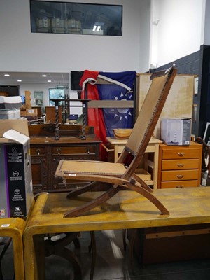 Lot 1400 - Folding wooden framed chair with studded...