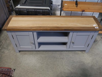 Lot 1401 - Modern grey entertainment unit with wooden...