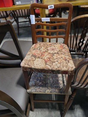 Lot 1410 - Oak framed floral upholstered dining chair and...