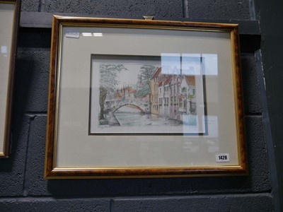 Lot 1428 - Framed and glazed ltd. ed. print of canal side...