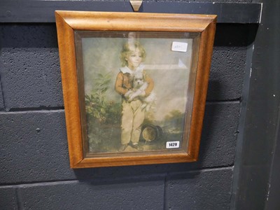 Lot 1429 - Burr walnut framed and glazed print of young...