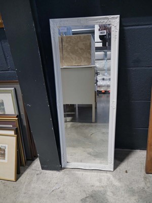 Lot 1433 - White framed and bevelled rectangular wall mirror