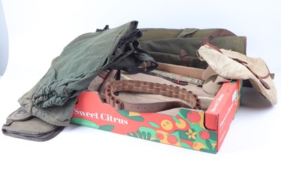 Lot 1076 - 3 Game bags; Milbro cleaning kit; 3 canvas and...