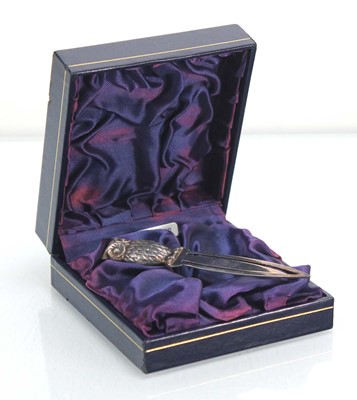 Lot 311 - A silver page marker modelled as an owl,...