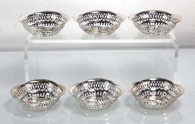 Lot 315 - A set of six small stamped silver dishes of...