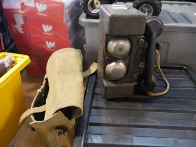 Lot 1490 - Military field telephone in canvas carry case