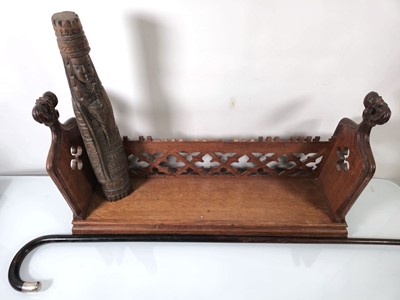 Lot 163 - A Gothic Revival oak book trough together with...