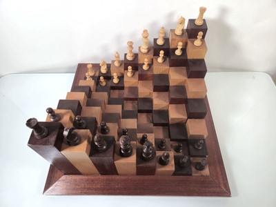 Lot 168 - A contemporary 3D chess board constructed of...
