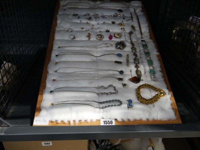 Lot 1550 - Cage containing display of costume jewellery,...