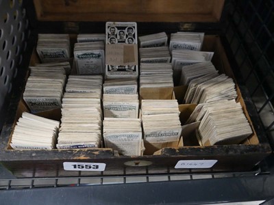 Lot 1553 - Wooden caddy of Wills cigarette cards on...