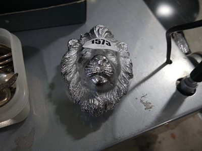 Lot 1573 - Silver finish lion door knocker