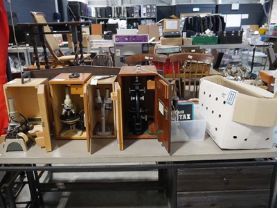 Lot 1574 - Cased microscope by J. Swift & Son with 3...