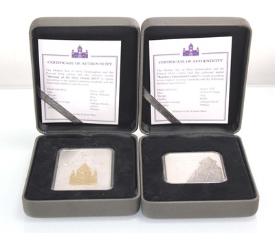 Lot 316 - Two Polish Mint silver medals commemorating...