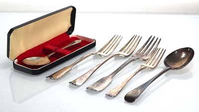 Lot 326 - A group of Georgian and later silver flatware...