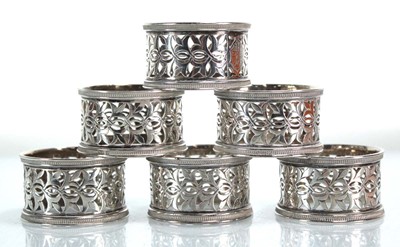 Lot 328 - A set of six silver Victorian pierced silver...
