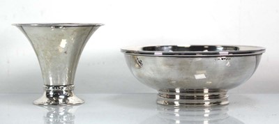 Lot 334 - A small Swedish hammered silver vase of flared...