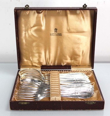 Lot 343 - A set of six Swedish silver dessert forks and...