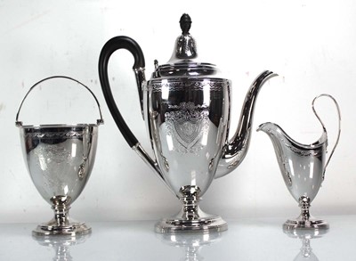 Lot 344 - A Victorian silver three piece tea service of...